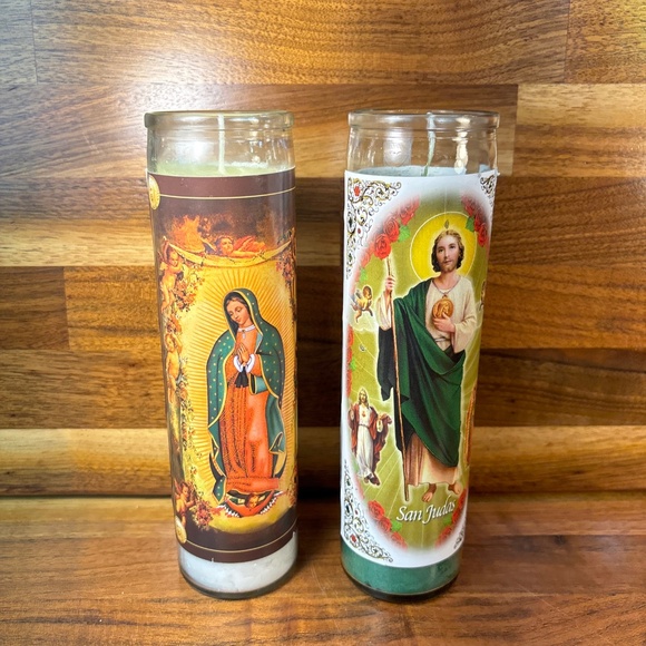 Religious Mexican Candles 8” Lot of 2 Spiritual - Picture 1 of 10